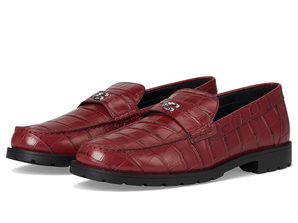 COACH Jocelyn Embossed Croc Loafers Women's Shoes Dark Ruby : 5.5 M, Crocodile/Leather/Rubber | Zappos