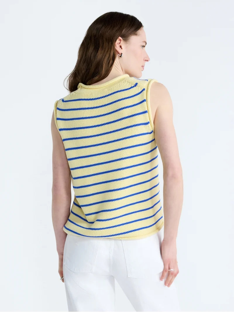 Free Assembly Women's Roll Neck Cotton Sweater Shell, Lightweight, Sizes XS-XXL | Walmart (US)