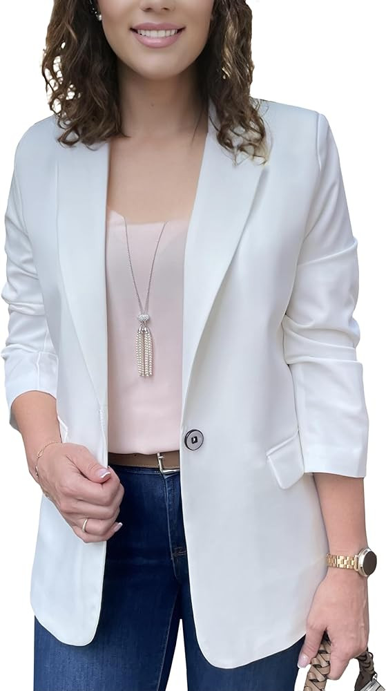 Womens Casual Blazers for Work Long Sleeve Jackets Boyfriend Blazer for Women Business Office Lig... | Amazon (US)