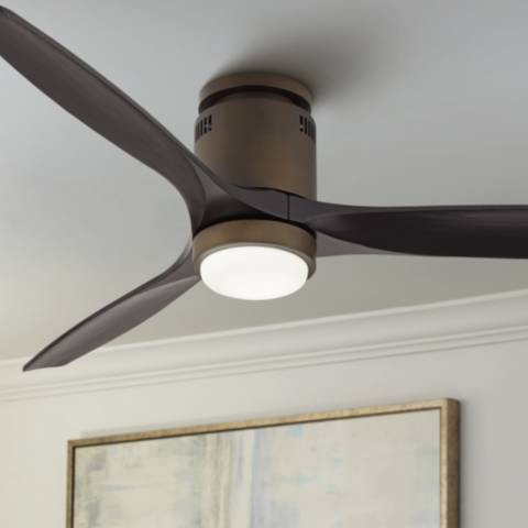 52" Windspun DC Bronze Black LED Hugger Ceiling Fan with Remote - #93A87 | Lamps Plus | Lamps Plus