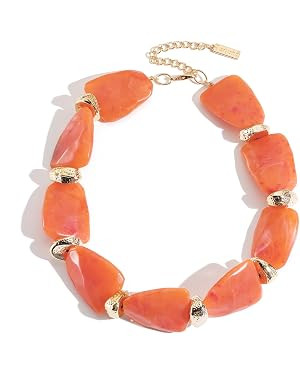 Chunky Gold Choker Necklace Statement Beaded Collar Necklace for Women Boho Resin Large Beads Nec... | Amazon (US)