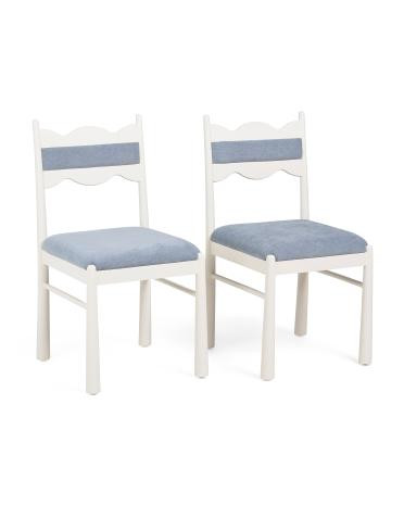 Set Of 2 17.5x35 Wavy Scalloped Upholstered Dining Chairs | TJ Maxx