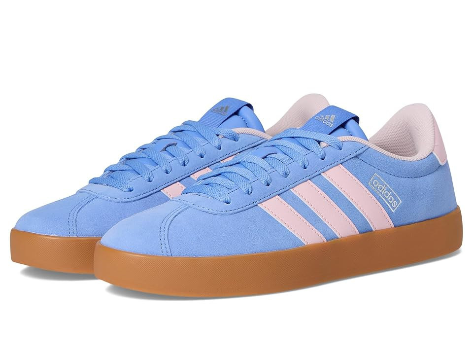 adidas VL Court 3.0 Women's Shoes Blue Fusion/Clear Pink/Silver Metallic : 10.5 B - Medium, Leather | Zappos