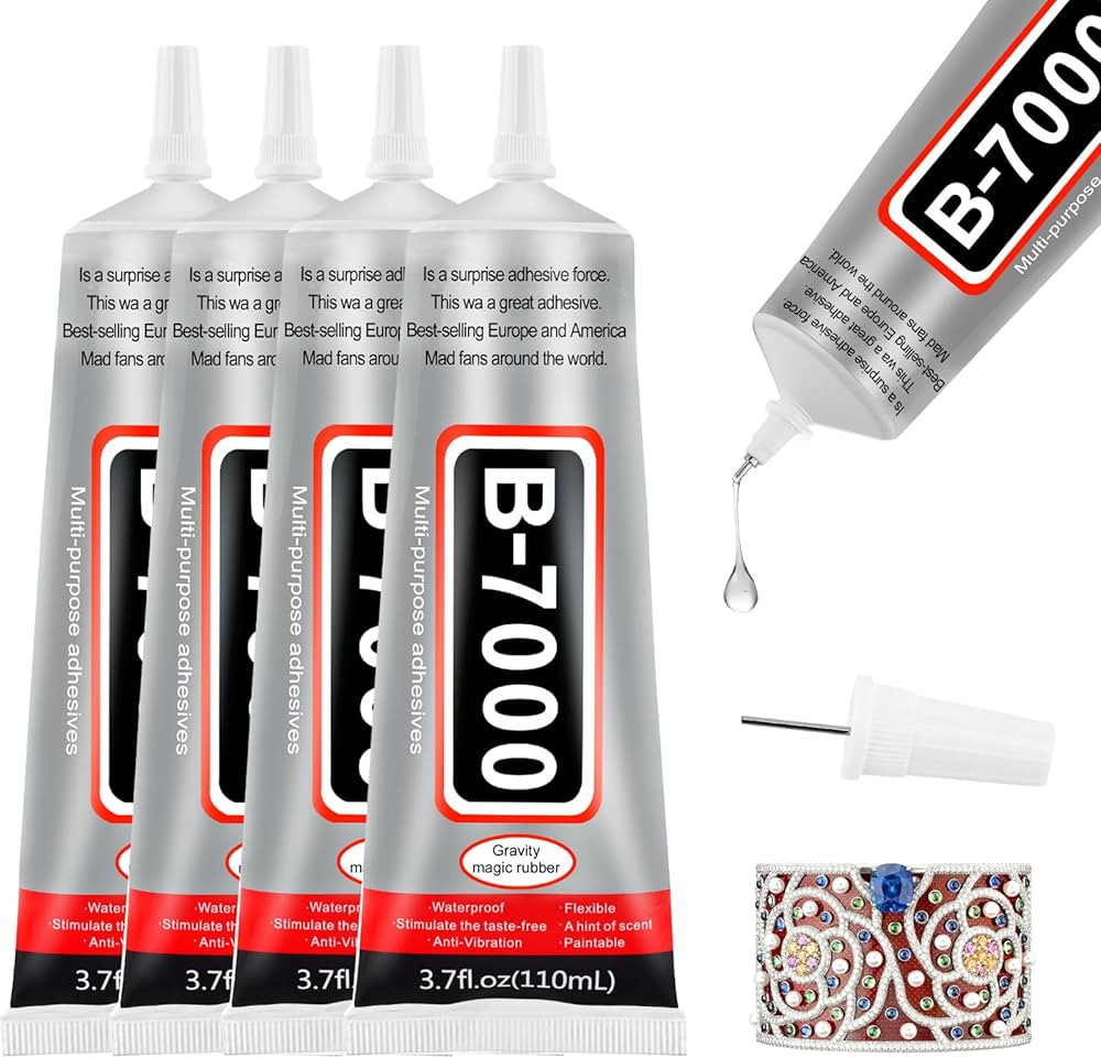 4 PCS 110ml B7000 Glue Clear With Precision Tip, Rhinestone Glue for Nail, Craft Glue, Super Glue... | Amazon (US)