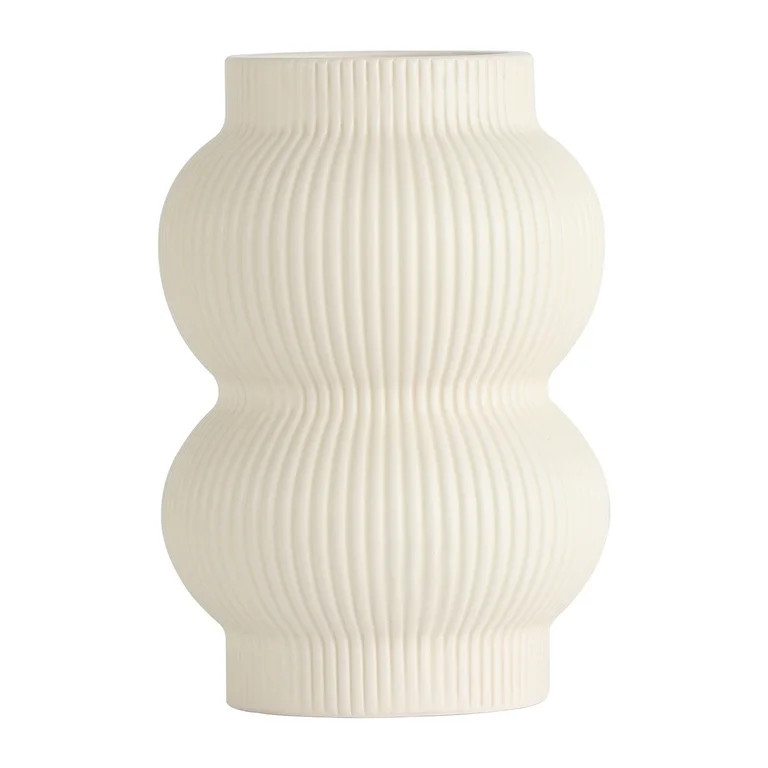 Home Decor Collection Cream Colored Ribbed Bubble Design Ceramic 7.09" Tabletop Vase - Walmart.co... | Walmart (US)