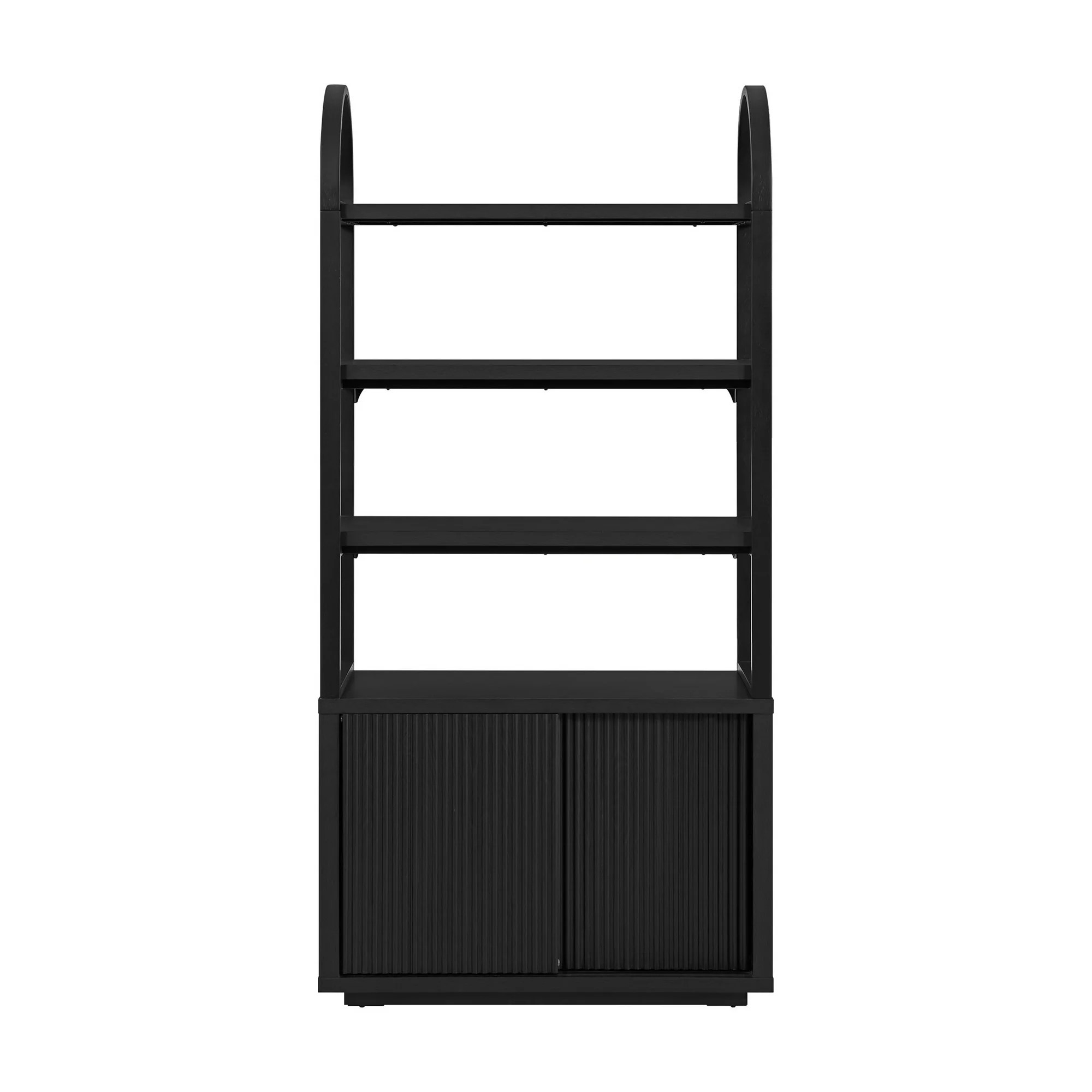 Beautiful Fluted 3-Shelf Bookcase with Storage Cabinet by Drew Barrymore, Rich Black Finish | Walmart (US)