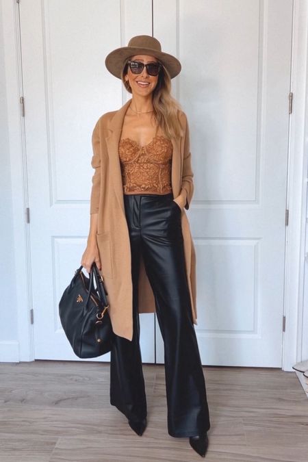 My favorite leather pants : Flare it’s an amazing fit! Stretchy and comfortable! 
Fits true to size 
Im wearing a size small and a size 2 long pants

#LTKshoecrush #LTKitbag #LTKstyletip
