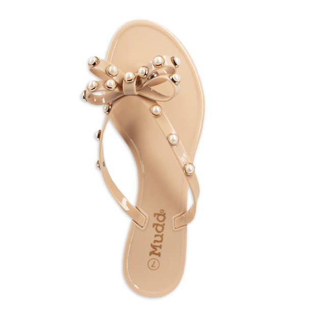 Mudd Women's Pearl Studded Jelly Flip Flop Sandal - Walmart.com | Walmart (US)