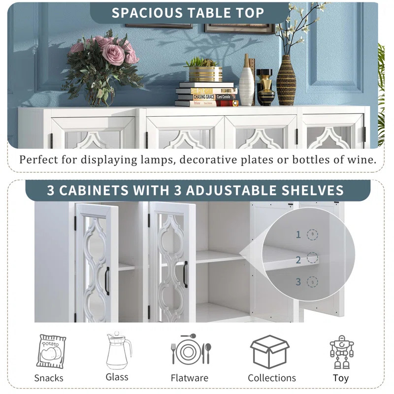 34'' Tall 4 - Door Mirrored Accent Cabinet | Wayfair North America