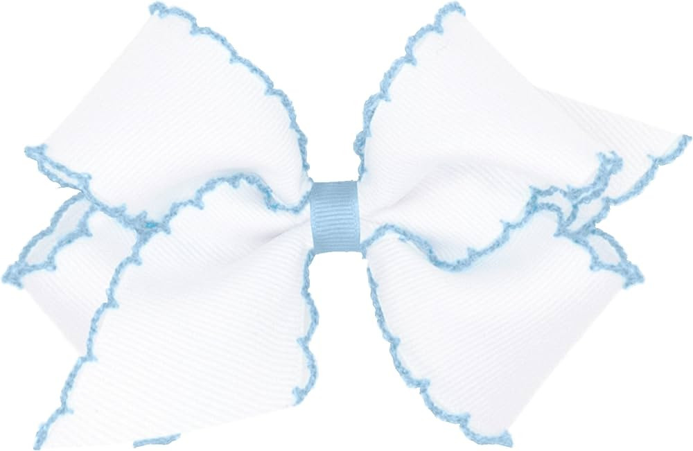 Wee Ones Girls' Classic Grosgrain Moonstitch Edge Hair Bow on a WeeStay Hair Clip, Medium, White ... | Amazon (US)