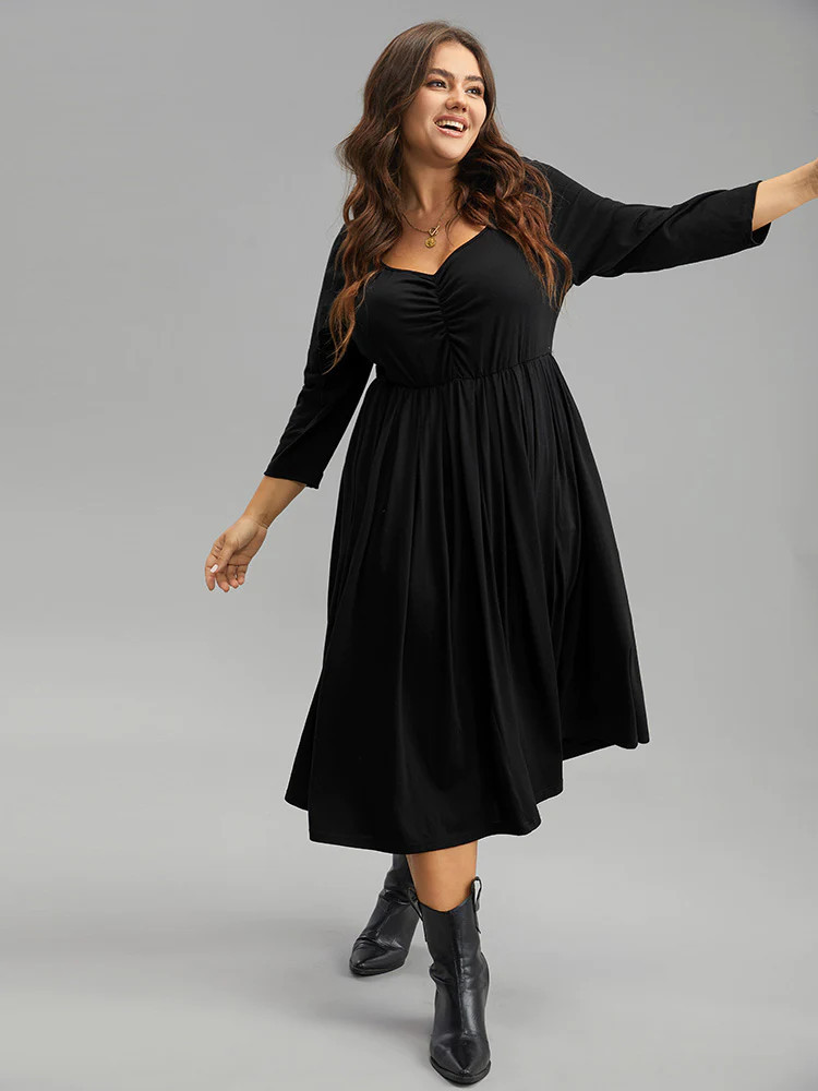 Supersoft Essentials Square Neck Ruched Dress | Bloomchic