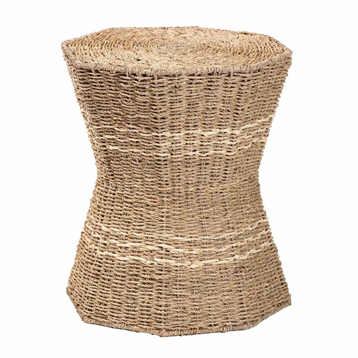 bali & pari Idoya Seagrass End Table Natural Brown: 19.7" High, Metal Frame, No Assembly Required | Target