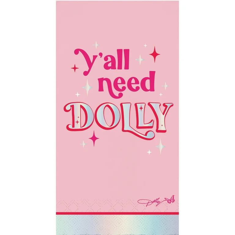 Dolly Parton Pink and Silver Foil Ya'll Need Dolly Guest Towels, 16 Count - Walmart.com | Walmart (US)