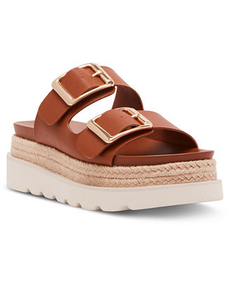 Madden Girl Mythiccal Slip-On Buckled Banded Platform Raffia Sandals - Macy's | Macy's
