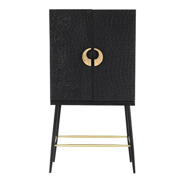 Aurelle Home Modern Mango Wood Black and Brass Bar Cabinet | Bed Bath & Beyond