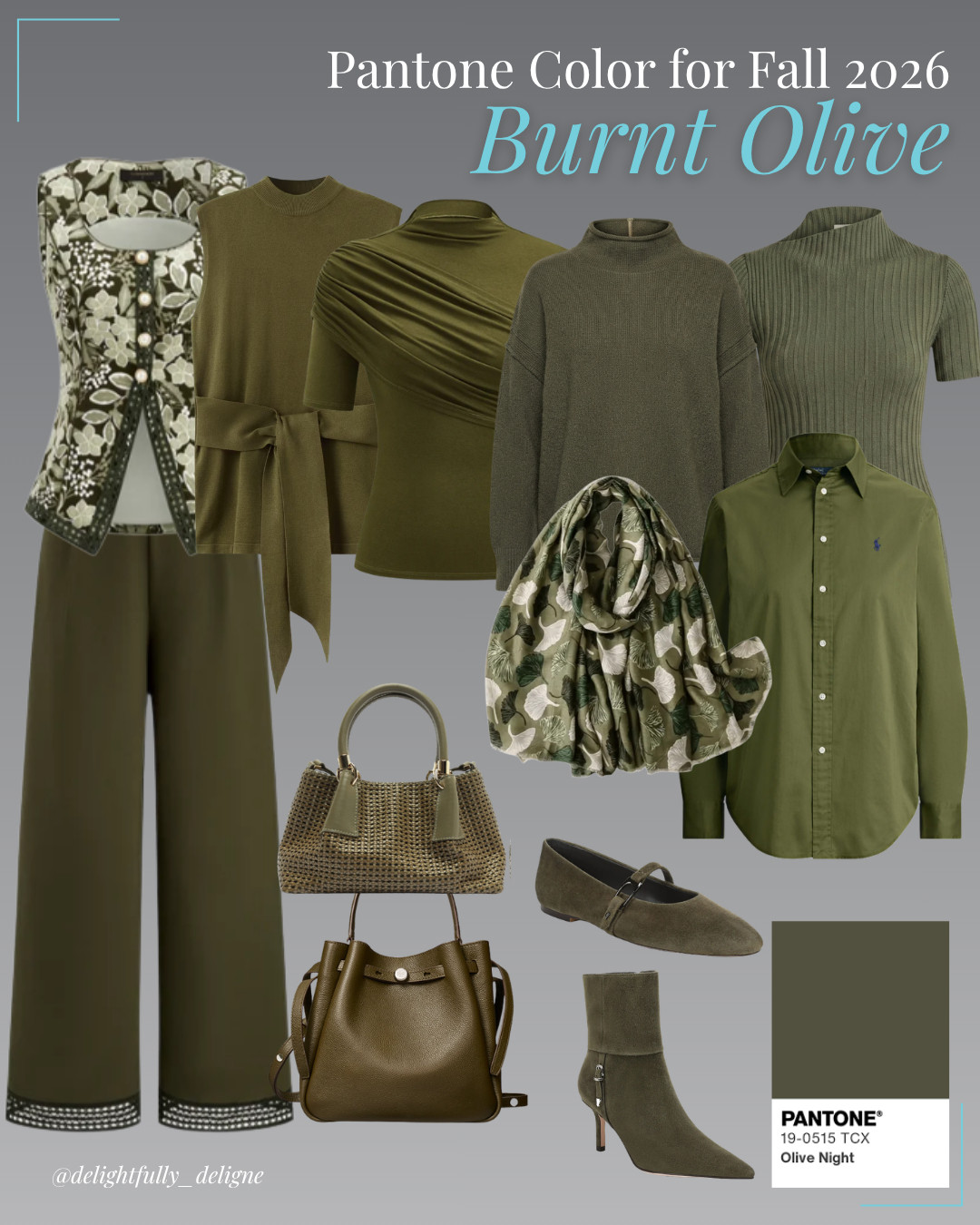 Pantone F/W-26/27 Trending Color "Burnt Olive" 💚 A rich, earthy green with a sophisticated feel. 

 #LTKootd #LTKSeasonal #LTKOver40