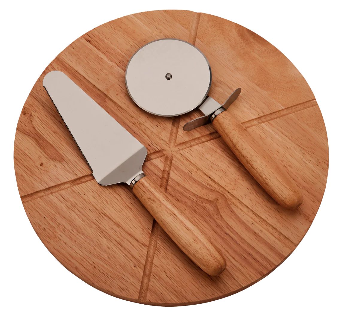 Pizza Board With 2 Utensils, 14" Dia | Creative Gifts International