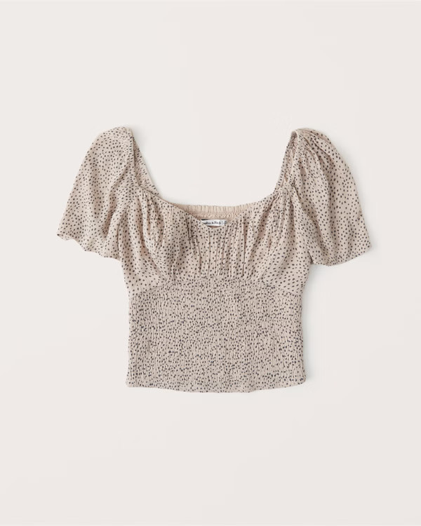 Ruched Smocked Waist Top | Abercrombie & Fitch (US)