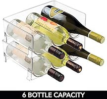 mDesign Modern Plastic Stackable Vertical Standing Wine Bottle Holder Stand - Storage Organizer f... | Amazon (US)