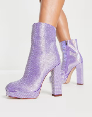 Simmi London Hans rhinestone heeled ankle boots in purple | ASOS (Global)