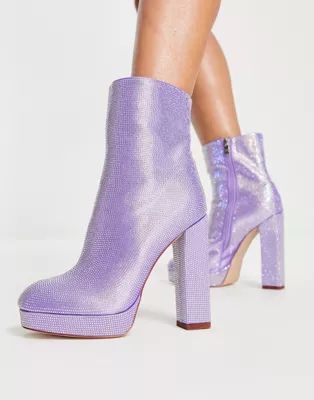 Simmi London Hans rhinestone heeled ankle boots in purple | ASOS (Global)