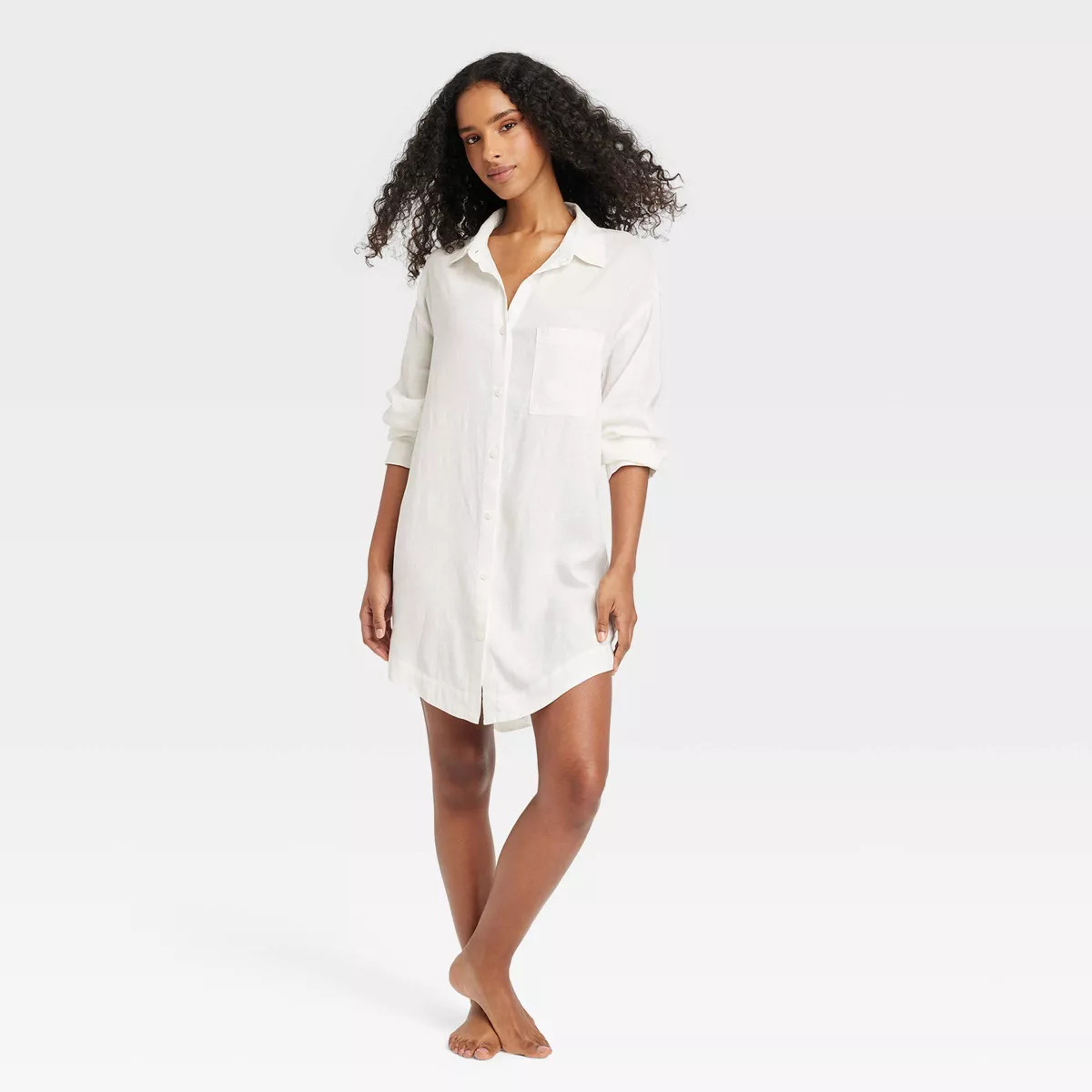 Women's Linen Blend Sleep Shirtdress - Stars Above™ | Target
