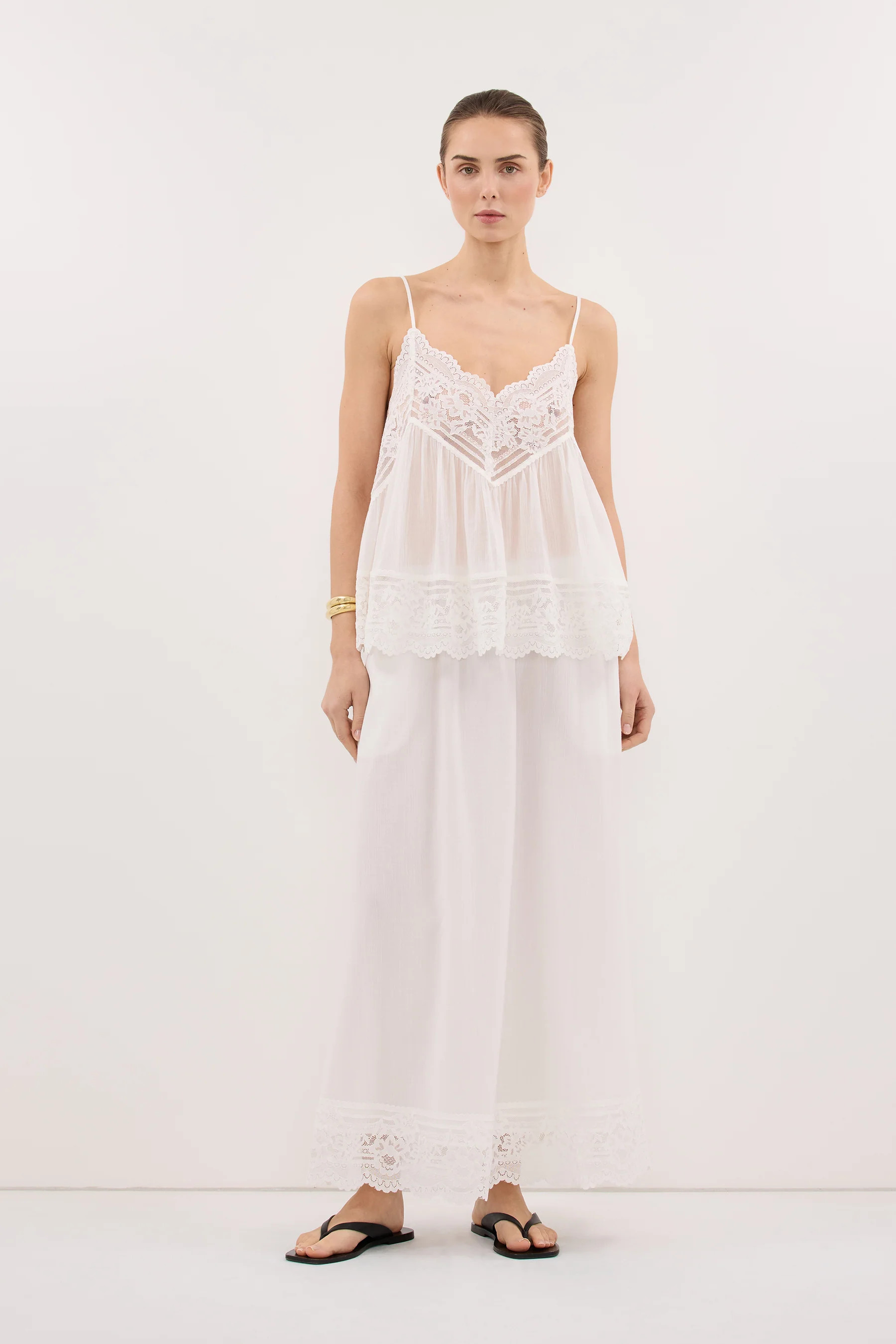ELISA WHITE COTTON SHEER TOP | DISSH