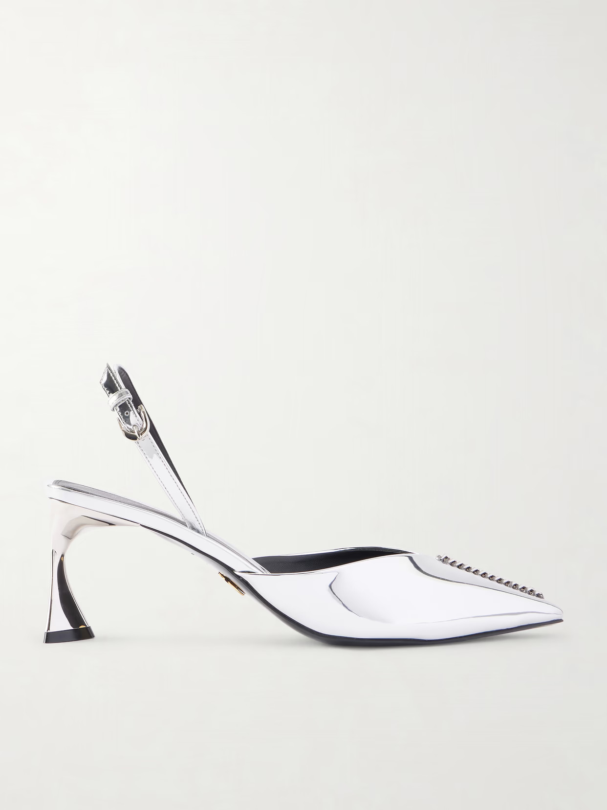Stella McCartney - Elsa Embellished Metallic Slingback Pumps - Silver | NET-A-PORTER (US)