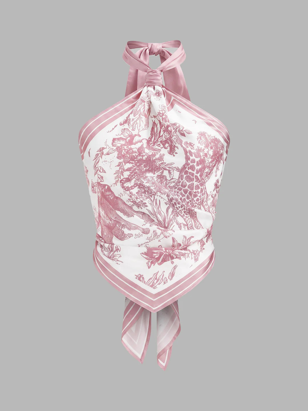 Porcelain Print Scarf Style Halter Blouse | Commense