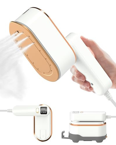 Travel Steamer Iron for Clothes - 1200W Handheld Size Portable Travel Steamer, 3 Steam Levels Clothes Steamer with LCD Screen, 10S Fast Heat-up Steamer for Dress Shirt Home Travel (White) | Amazon (US)