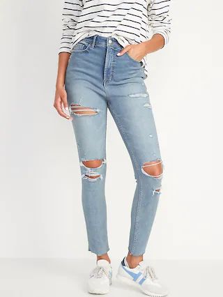 Higher High-Waisted Rockstar 360&#x26;#176 Stretch Super Skinny Ripped Jeans for Women | Old Navy (US)