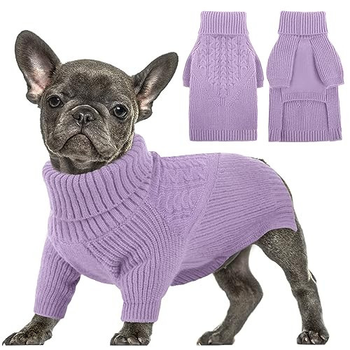 Queenmore Puppy & Dog Sweater - Warm Winter/Summer Turtleneck Knit Sweater for Small, Medium, Large Dogs; Christmas, Lilac; XS | Amazon (US)