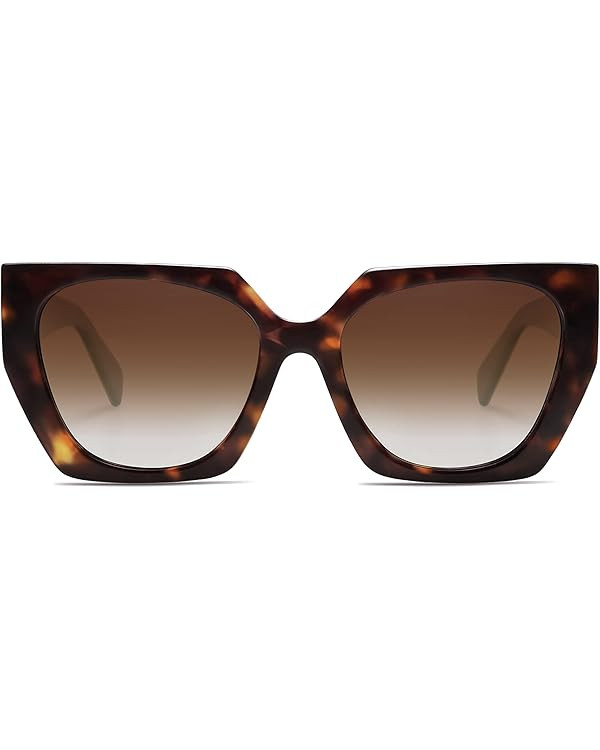 SOJOS Retro Cateye Polarized Oversized Sunglasses Womens Vintage Square Designer Sunnies SJ2205 | Amazon (US)