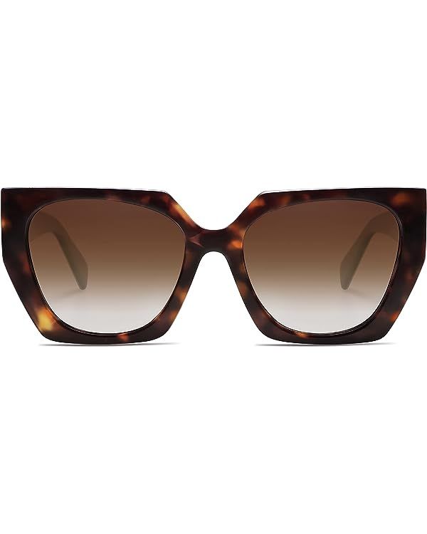 SOJOS Retro Cateye Polarized Oversized Sunglasses Womens Vintage Square Designer Sunnies SJ2205 | Amazon (US)