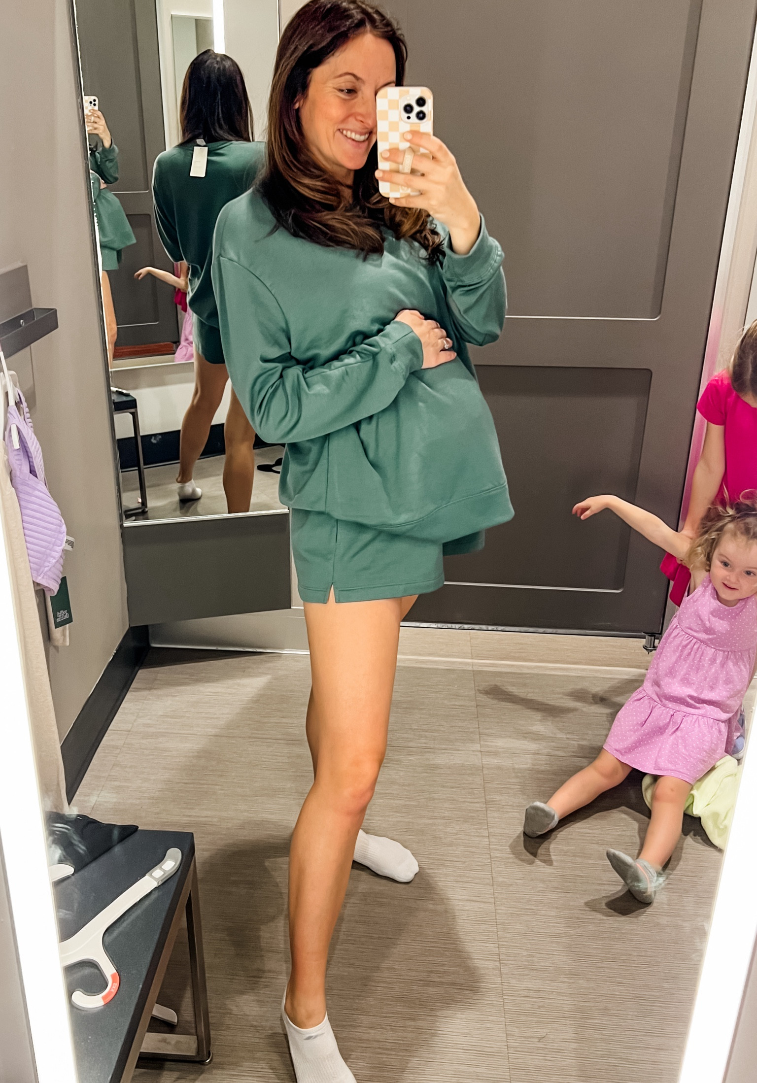 Comfy lounge set. Pregnancy and bump friendly (size up!)  I’m wearing a large shirt and XL sweatshirt

#LTKbump #LTKGiftGuide #LTKfitness