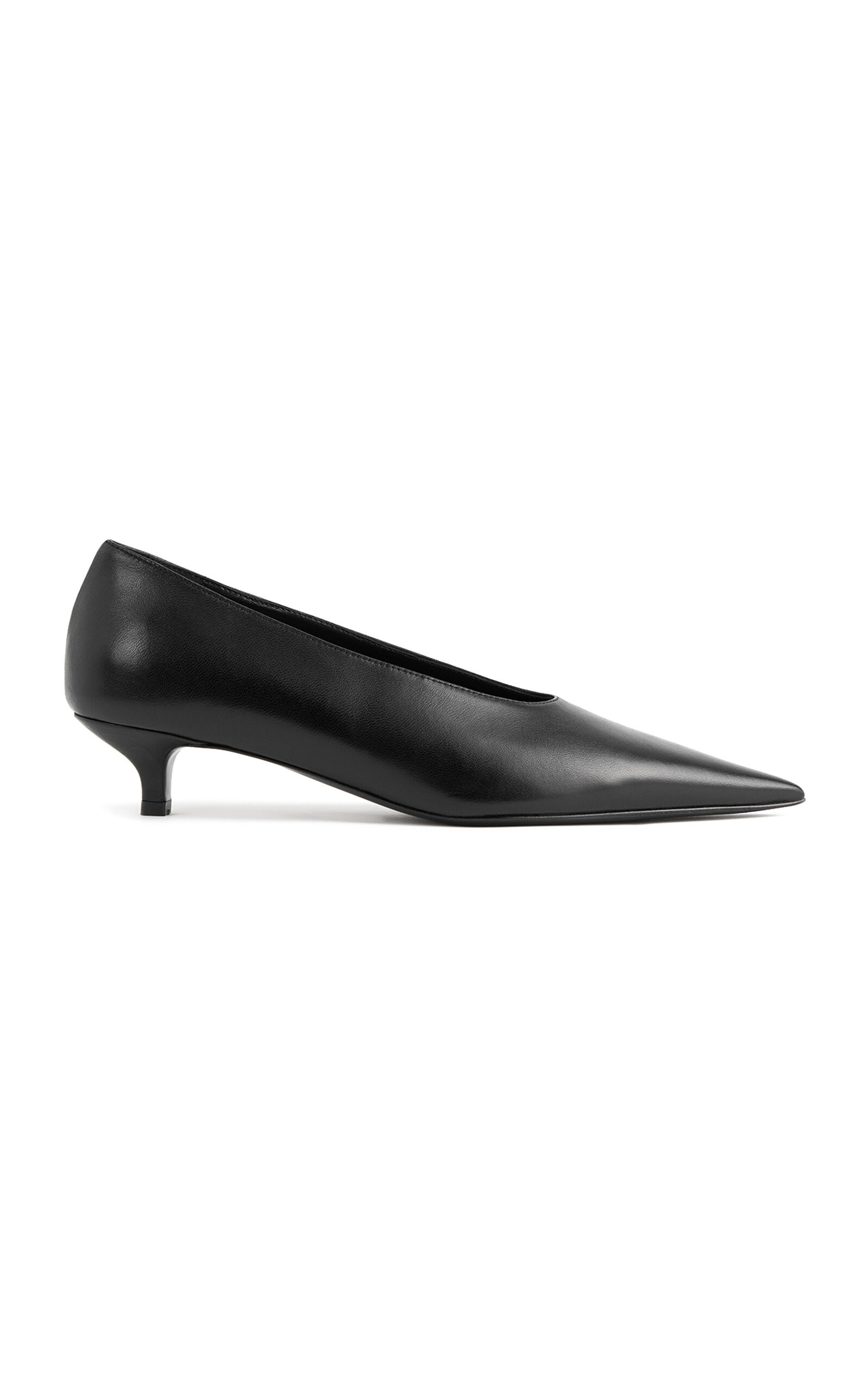 Toteme - Sharp Leather Kitten-Heel Pumps - Black - IT 38 - Moda Operandi | Moda Operandi (Global)