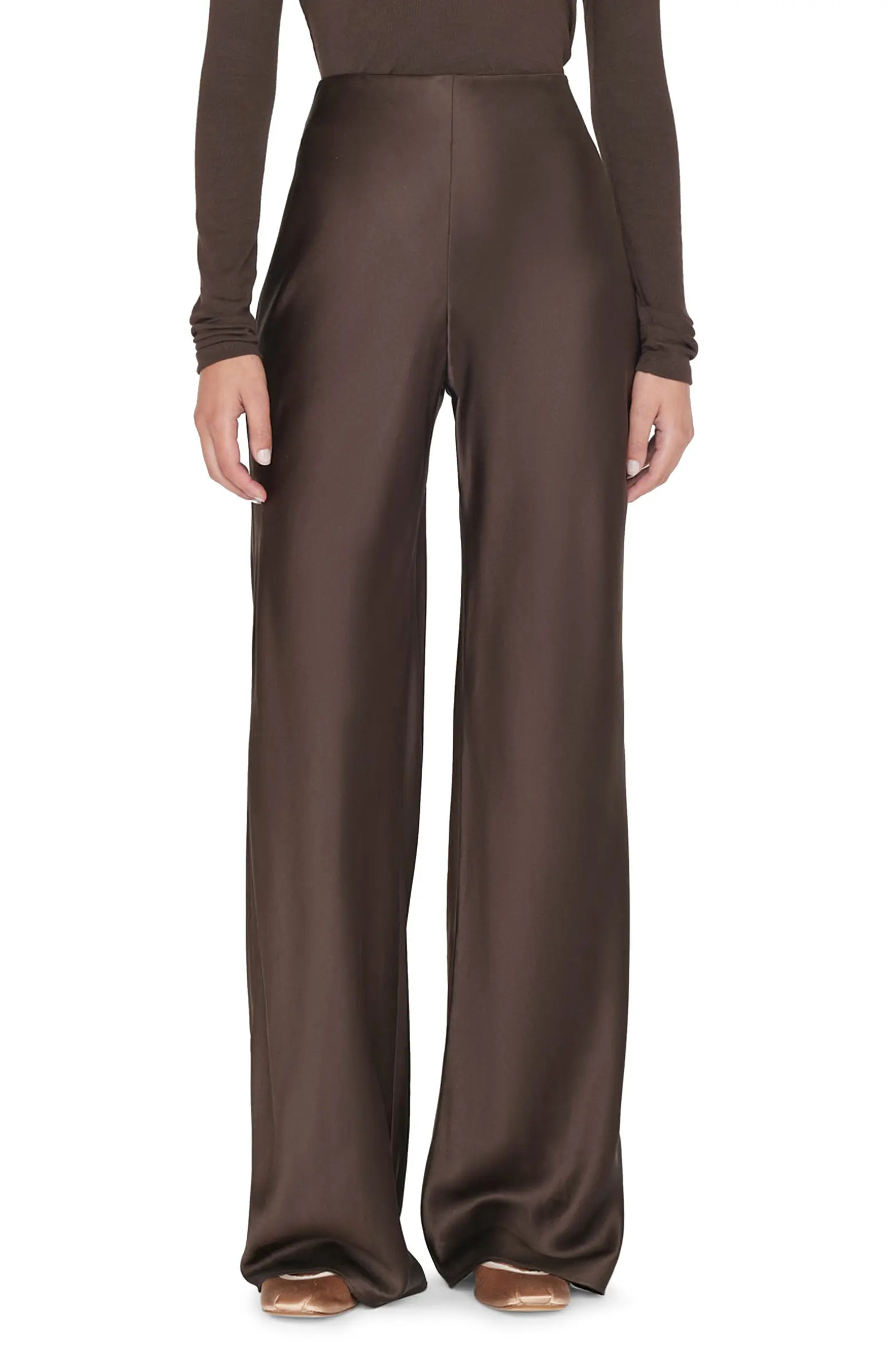 Wide Leg Pull-On Silk Pants | Nordstrom