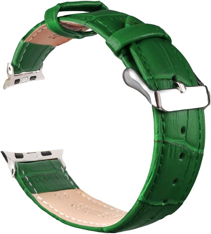 Leather Watch Band Compatible for Apple Watch Bands 45mm 44mm 42mm 41mm 40mm 38mm, Alligator Leat... | Amazon (US)