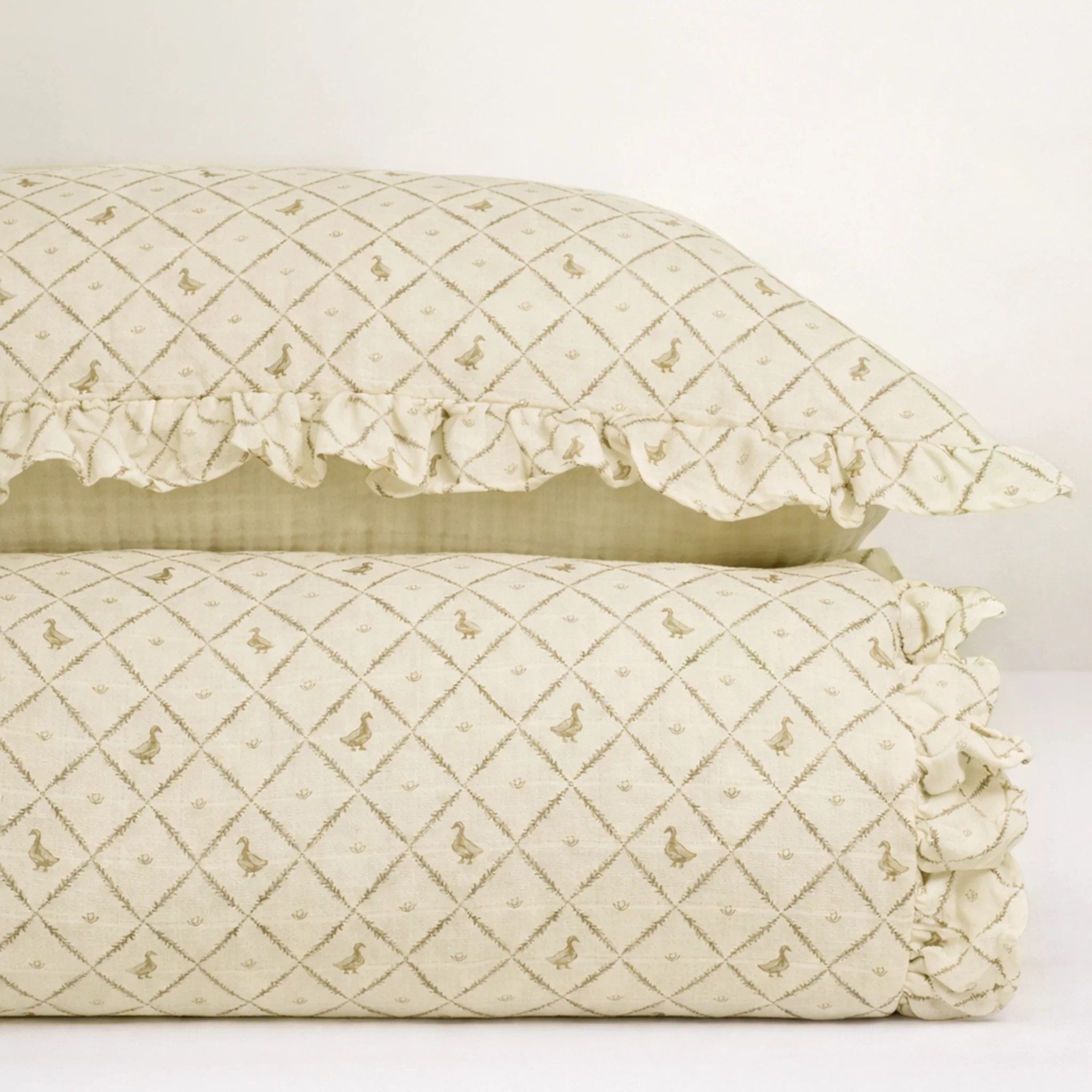 Butter Yellow Duck - Premium Muslin Crib Quilt & Sham Set | Oilo Studio