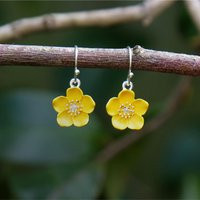 Buttercup Yellow Flower Drop Hook Earrings | Etsy (UK)