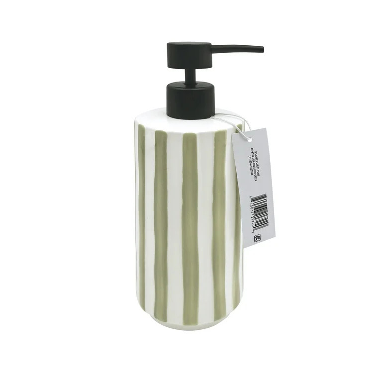 Mainstays Hand Painted Green Stripe Stoneware Soap Pump | Walmart (US)