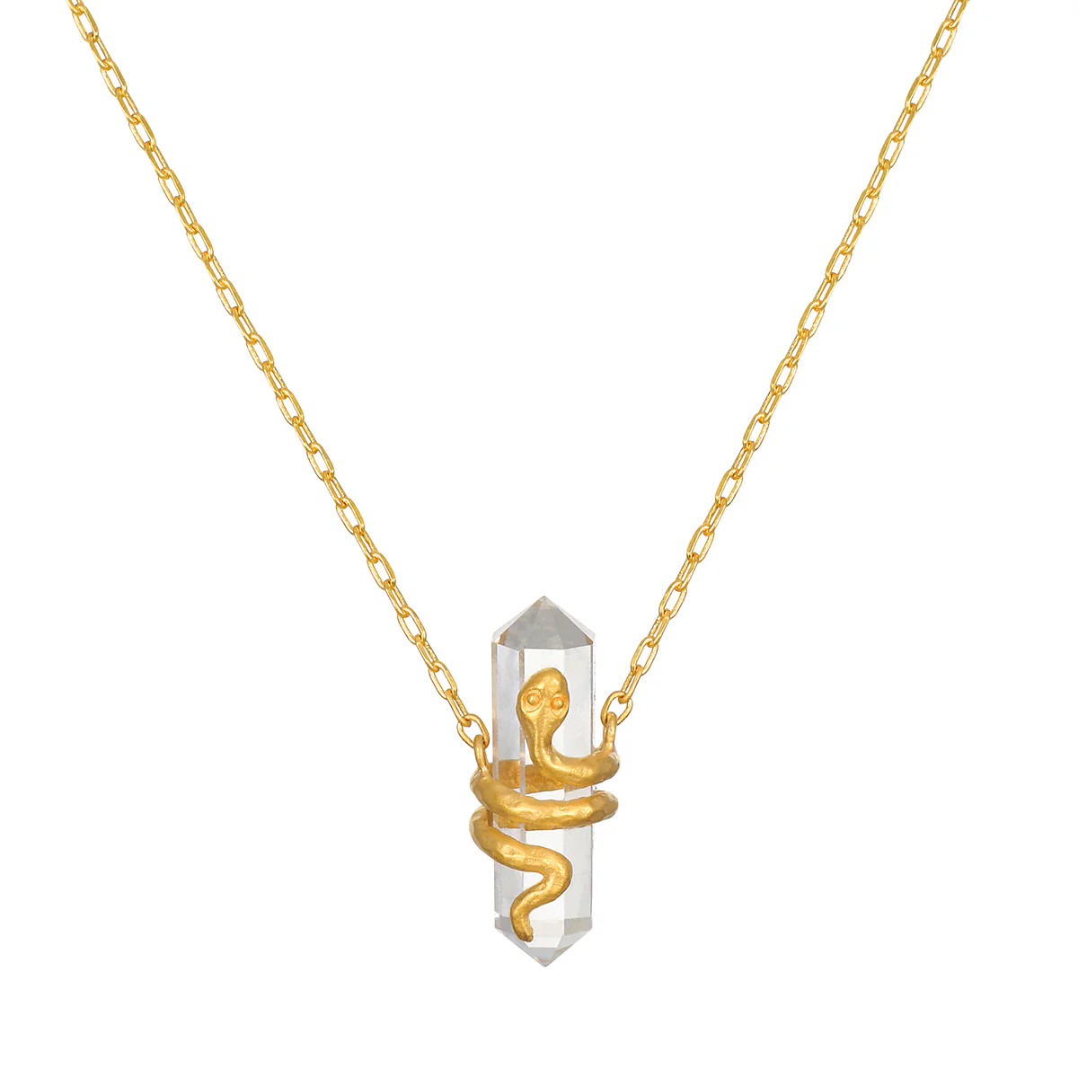 Eternal Spirit Clear Quartz Snake Necklace | Satya Jewelry