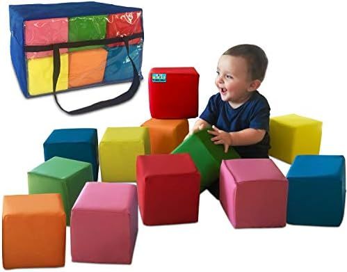 Soft Foam Stacking Cubes (12 Piece, Primary Colours) | Amazon (US)