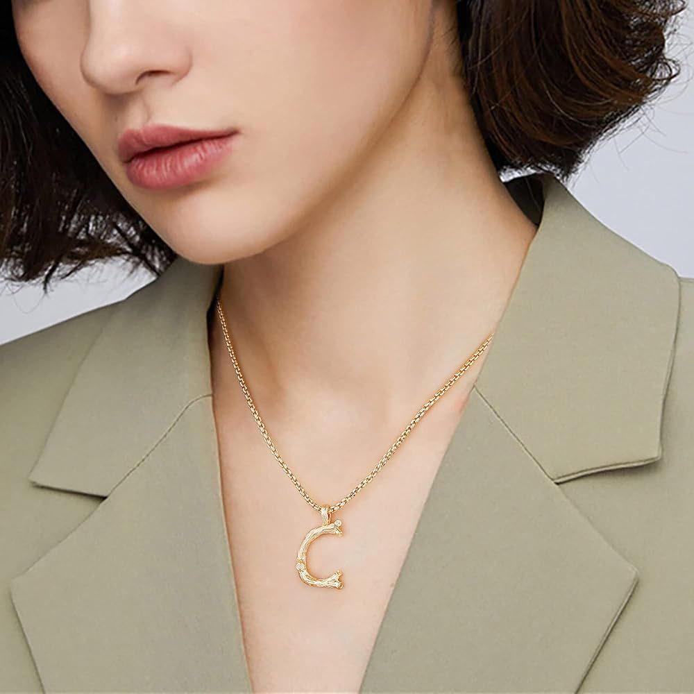 Gold Big Initial Necklaces for Women, 14k Gold Plated Letter Pendant Necklaces Initial Jewelry Gifts | Amazon (US)