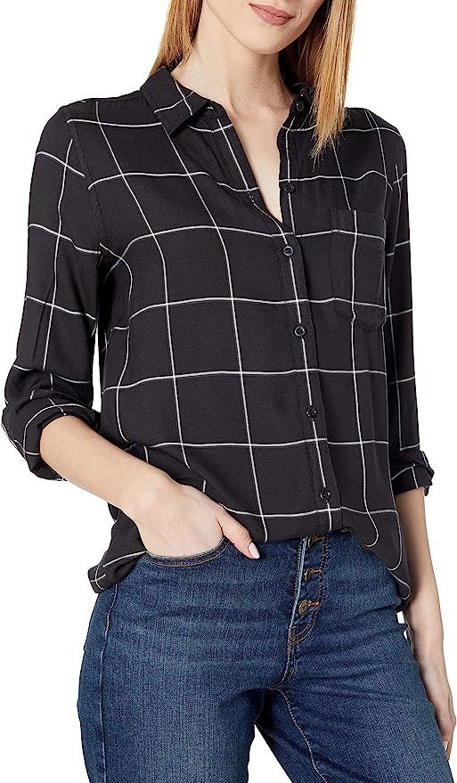 Amazon Brand - Daily Ritual Women's Soft Rayon Slub Twill Long-Sleeve Button-Front Tunic | Amazon (US)