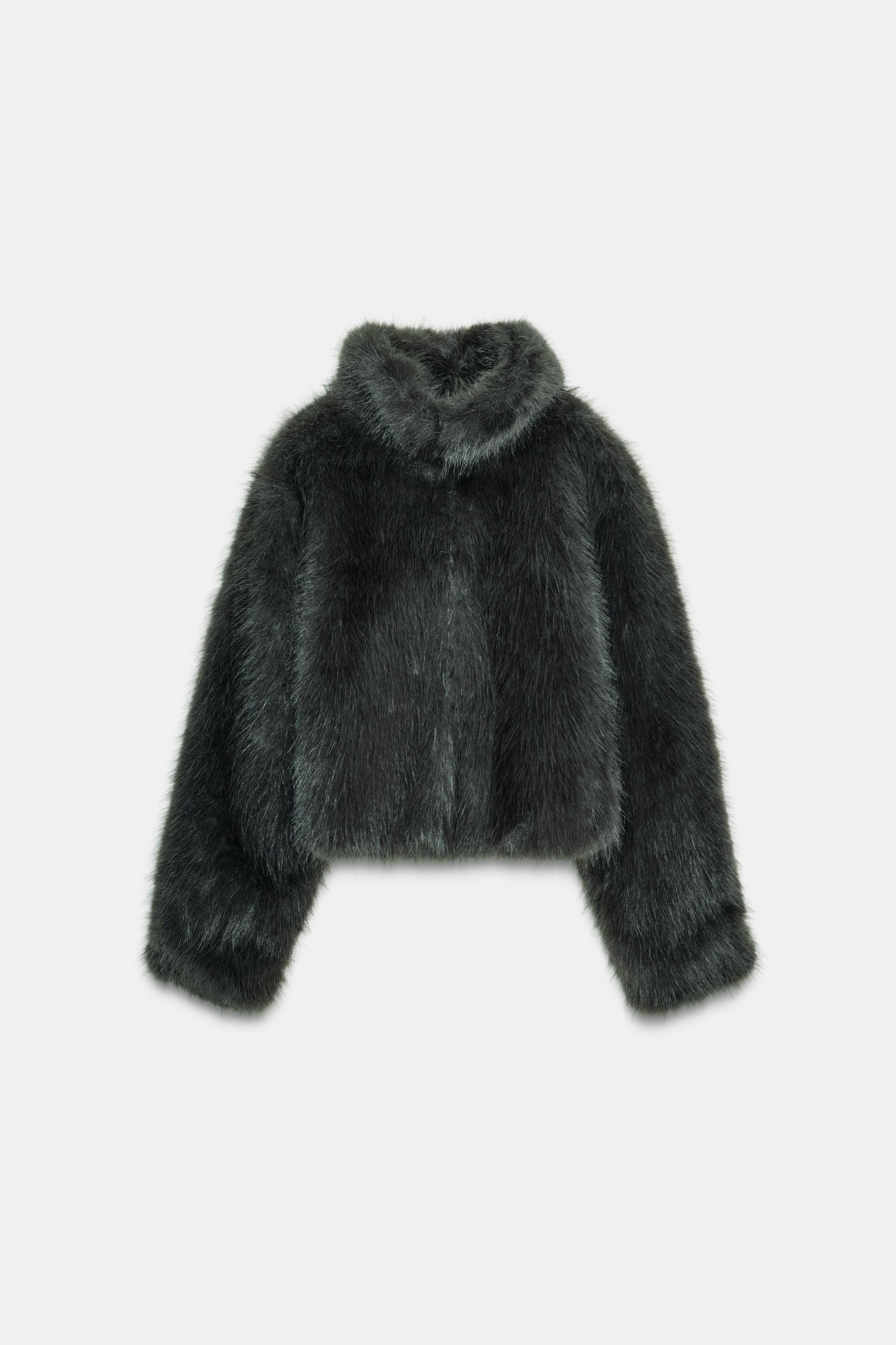 SHORT FAUX FUR TOGGLE COAT | Zara Canada