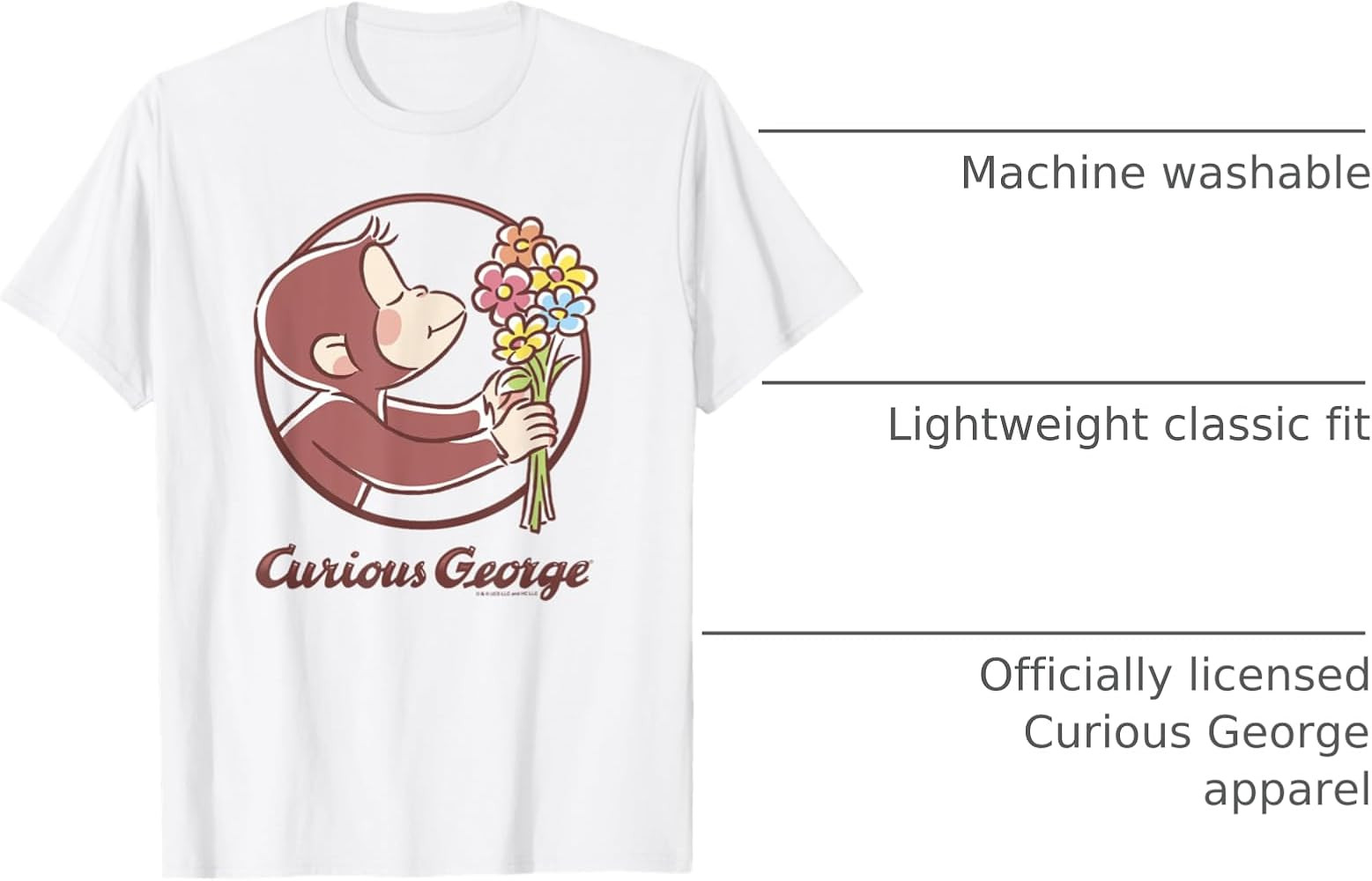 Curious George Flower Bouquet Poster T-Shirt Small | Amazon (US)