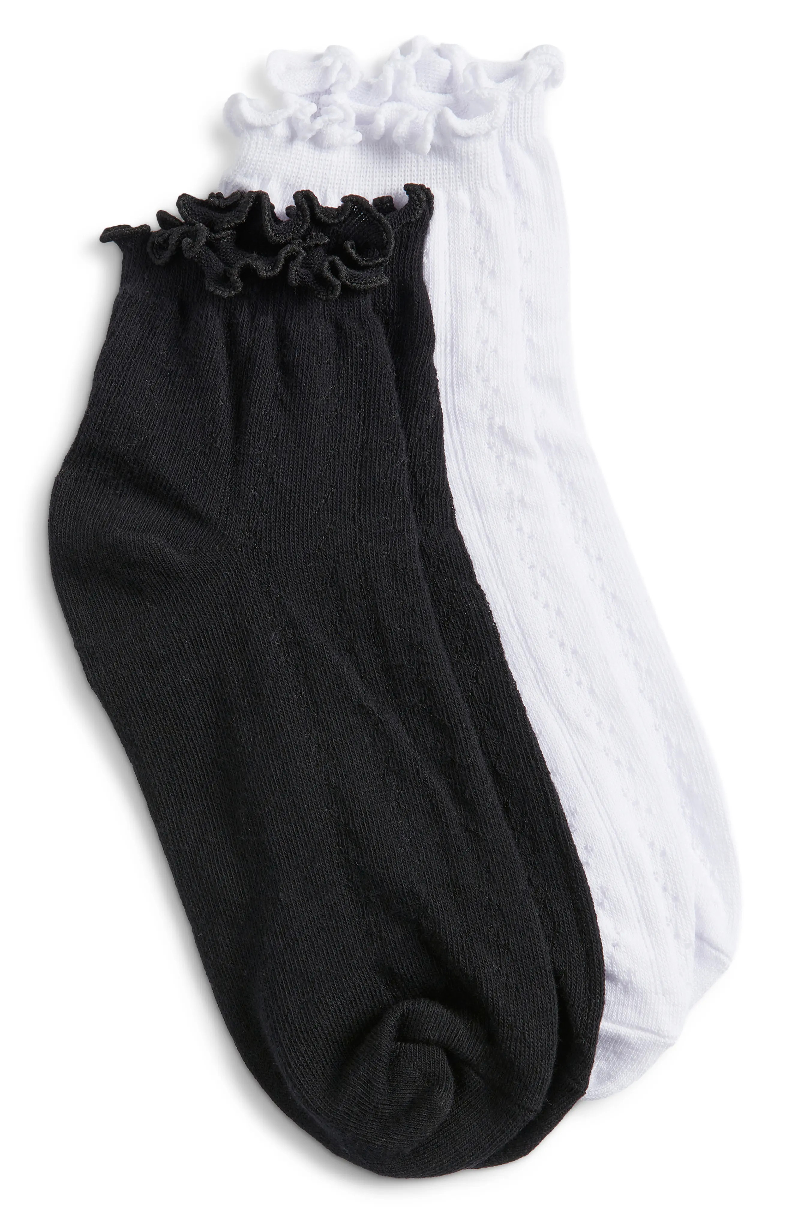 Assorted 2-Pack Ruffle Trim Ladder Knit Socks | Nordstrom