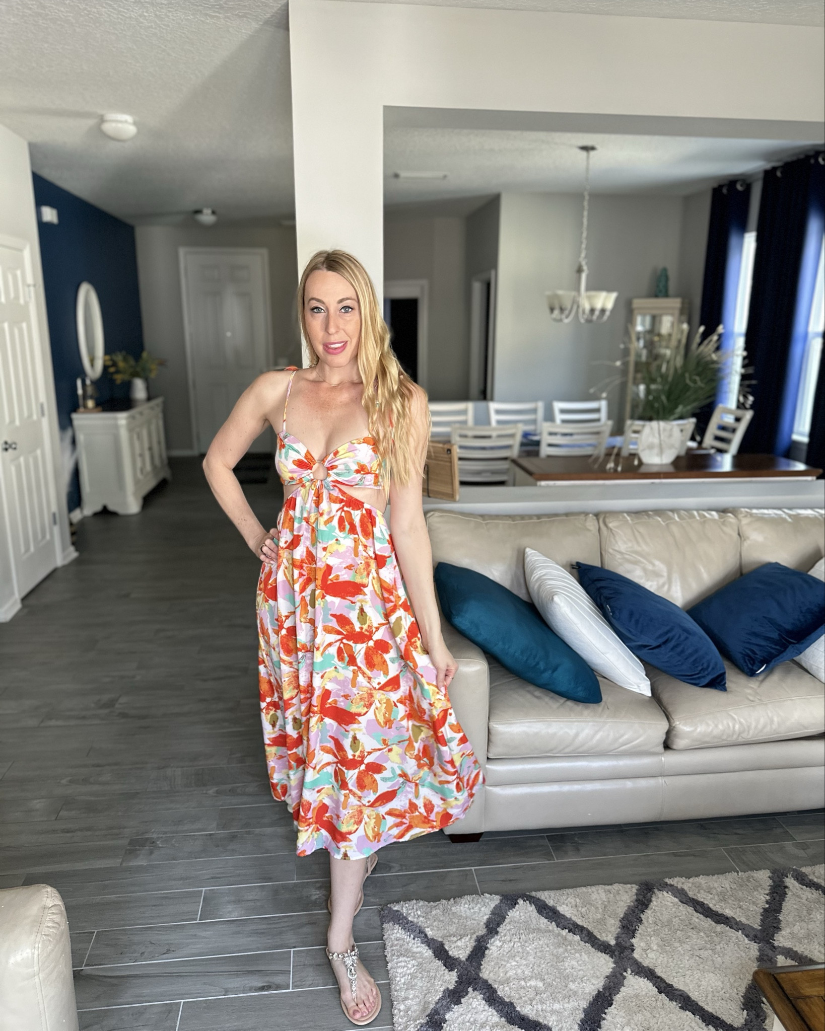 Bright and colorful floral dress
💓i love the style and fit of this dress
💓it is stretchy in all the right places and is perfect for a beach vacation 
💓 wearing size small , fits true to size and I am 5’10”

#LTKTravel #LTKStyleTip #LTKFindsUnder50
