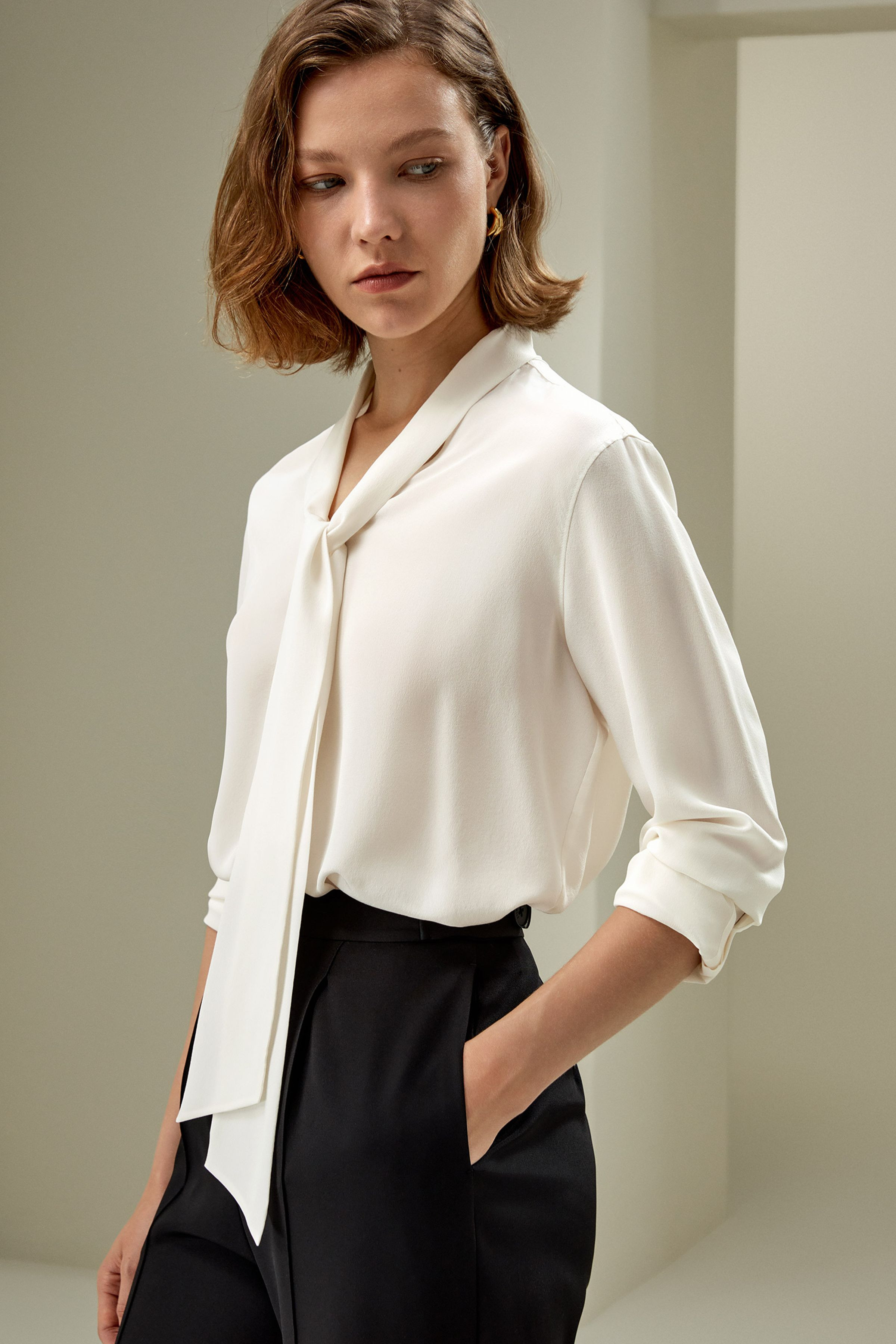 Silk Bowtie Blouse | LilySilk